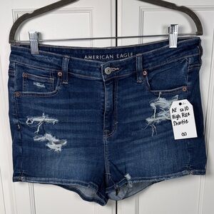 American Eagle Hi-Rise Shortie Dark Wash Denim Shorts